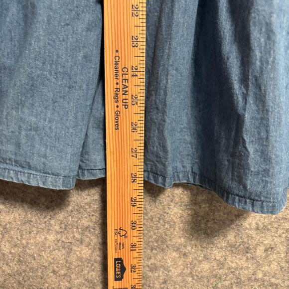 Mini Boden Dress Girls Size 8 9 Blue Chambray A Line Embroidered Long Sleeve - Picture 10 of 11